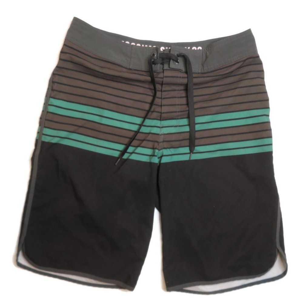 Mossimo Boardshorts Mens‎ Small Swim Trunks Shorts Gray Black Striped